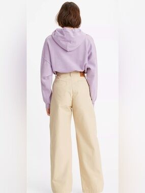 Levi’s Premium Pleated High Loose Beige Wide Leg Trouser Pants Size 24